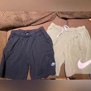 Nike Men's Black and Olive Athletic Shorts (Black L, Olive XL) $13 for both!!